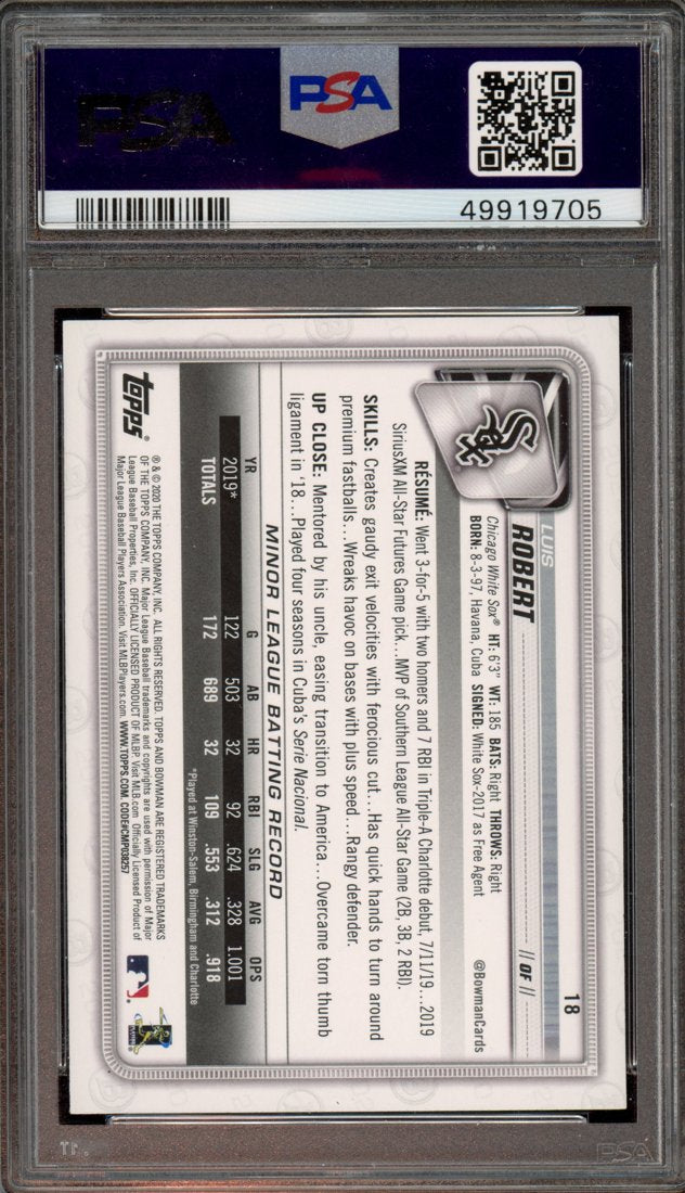 2020 Bowman Luis Robert #18 back