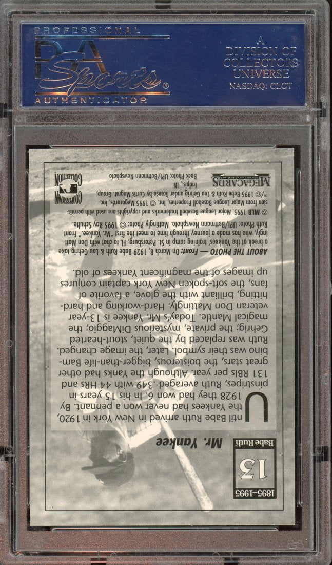 1995 Megacards Babe Ruth Collection Babe Ruth #13 back
