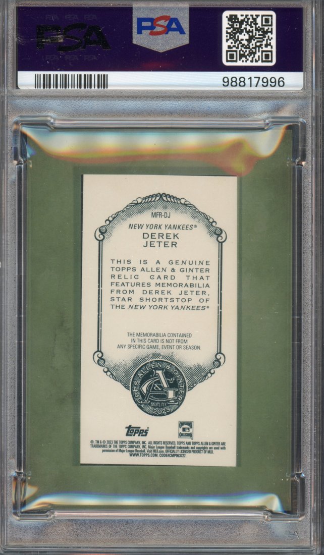 2023 Topps Allen & Ginter Mini Framed Relic Derek Jeter #MFR-DJ back