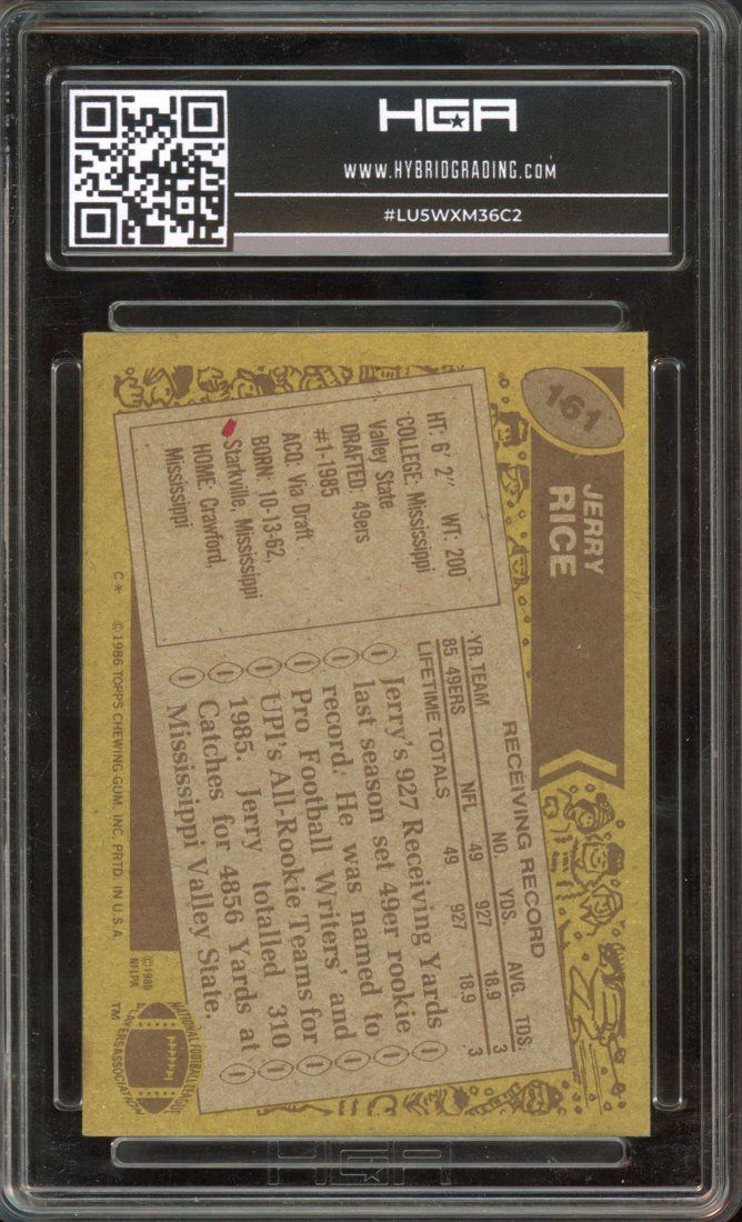 1986 Topps Jerry Rice #161 back