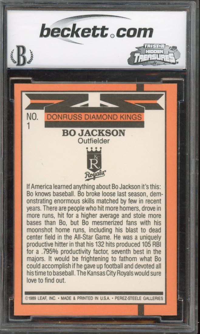 1990 Donruss Bo Jackson #1 Diamond Kings back