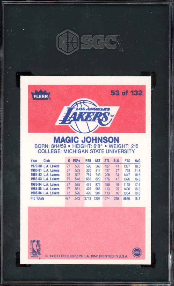1986 Fleer Magic Johnson #53 back
