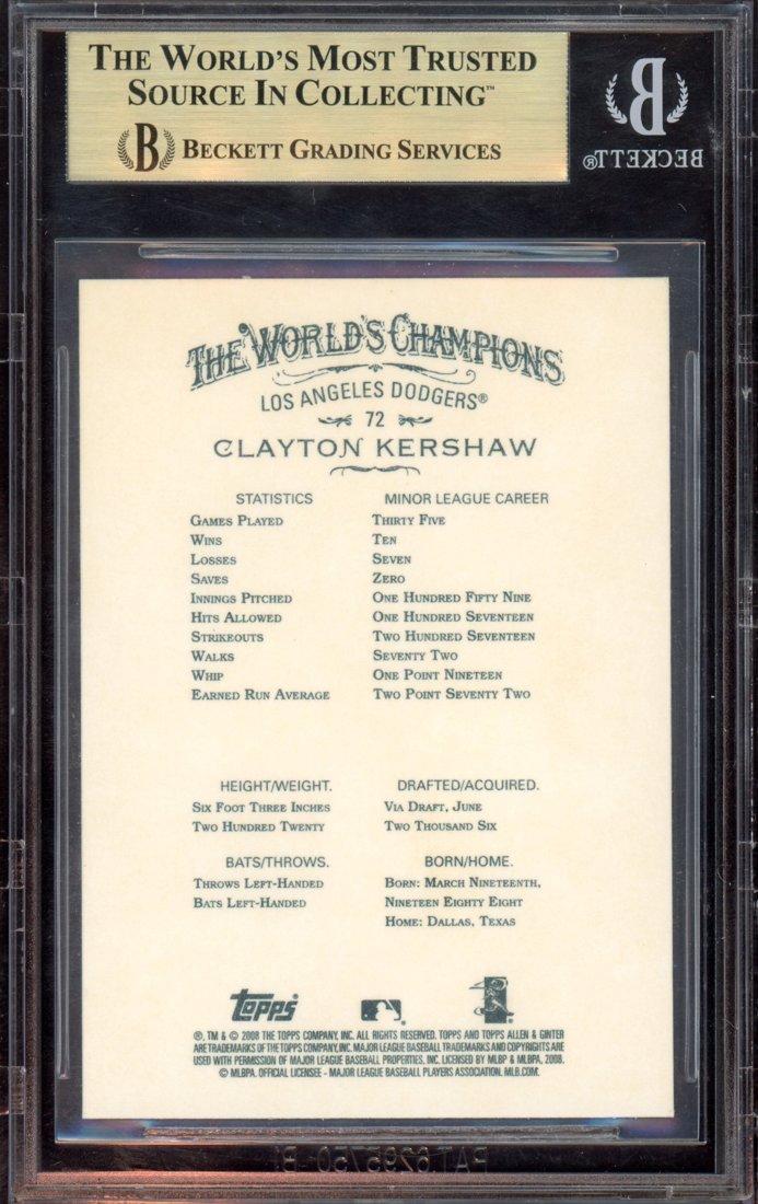2008 Topps Allen & Ginter Clayton Kershaw #72 back