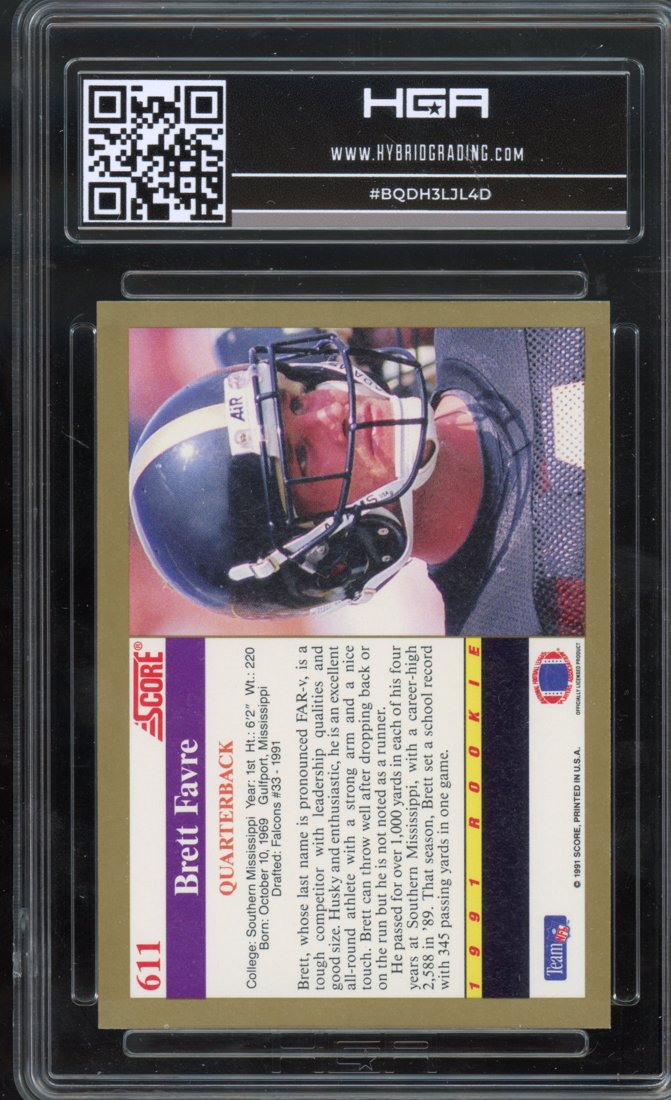 1991 Score Brett Favre #611 back