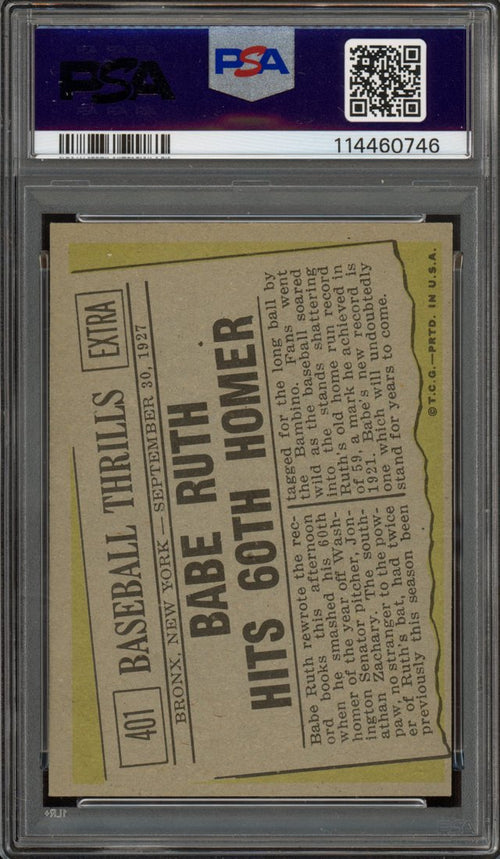 1961 Topps Babe Ruth (back)