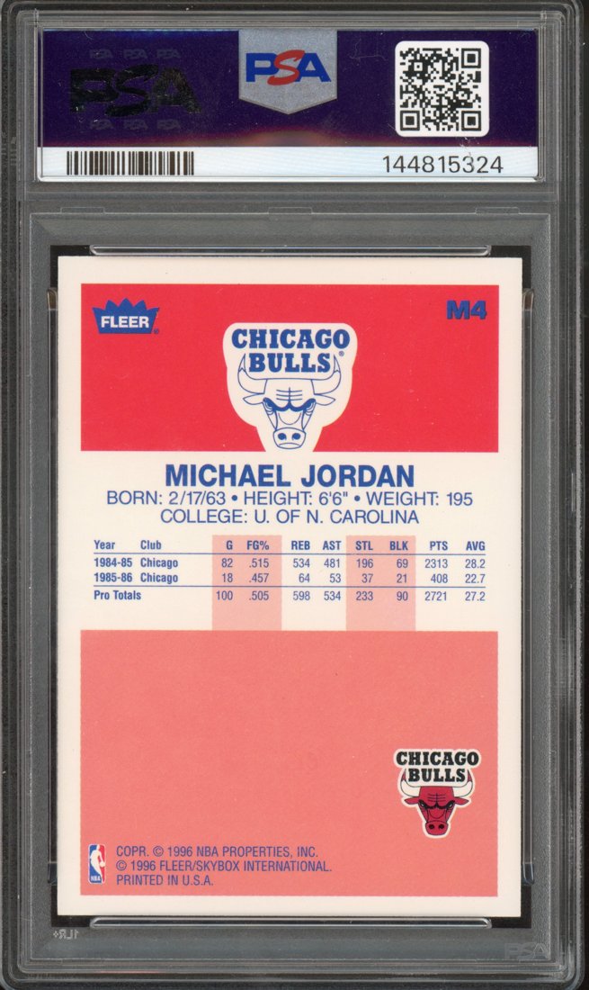 1996 Fleer Metal Decade of Excellence Michael Jordan #M4 back