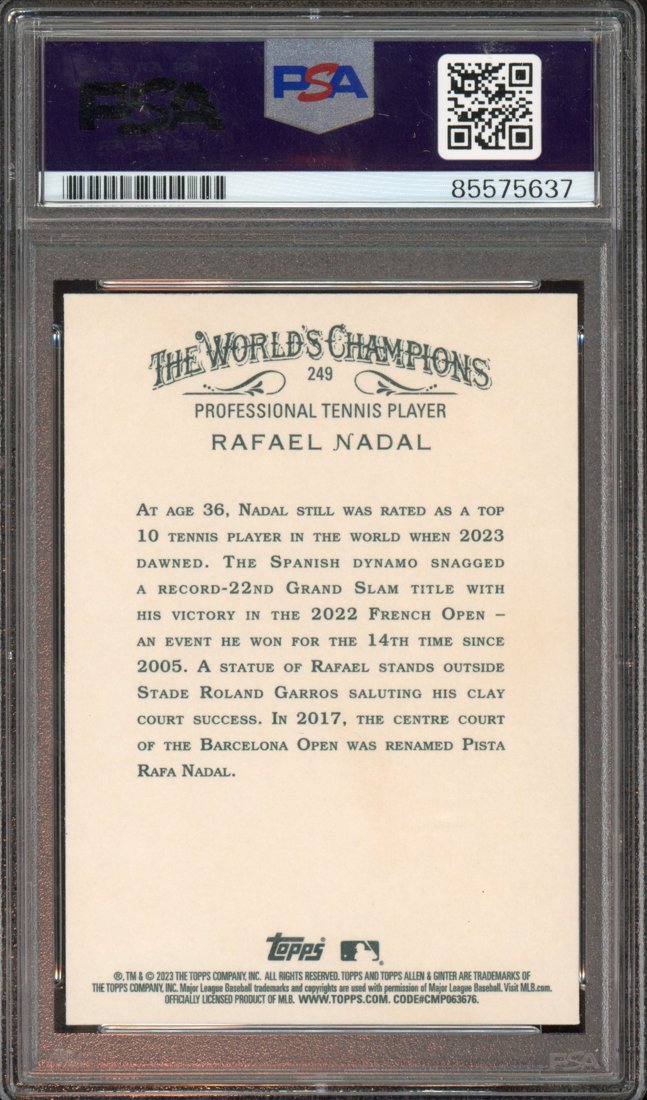 2023 Topps Allen & Ginter Rafael Nadal #249 PSA/DNA Certified Autograph — GEM MT 10 back