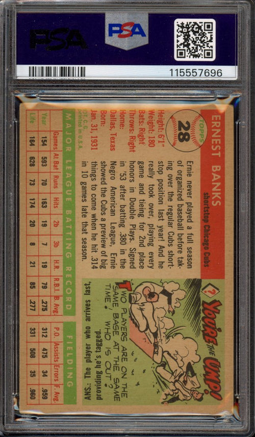 1955 Topps Ernie Banks (back)
