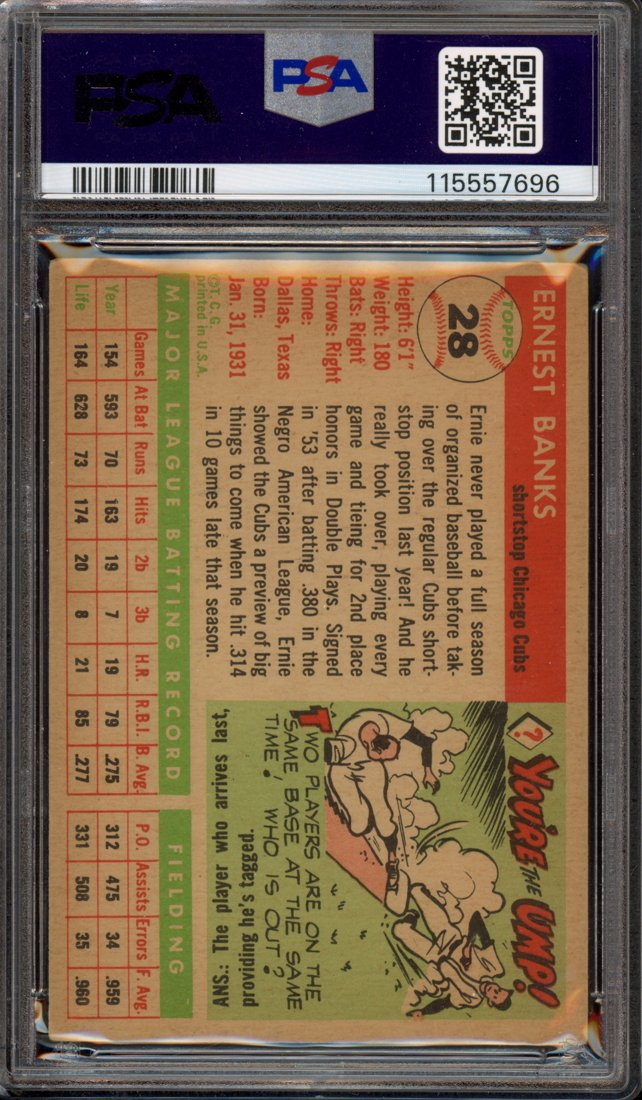 1955 Topps Ernie Banks #28 back