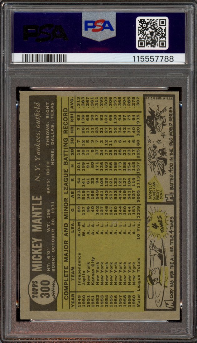1961 Topps Mickey Mantle #300 back
