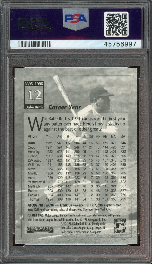 1995 Megacards Babe Ruth Babe Ruth #12 Career Year 100th Anniversary back