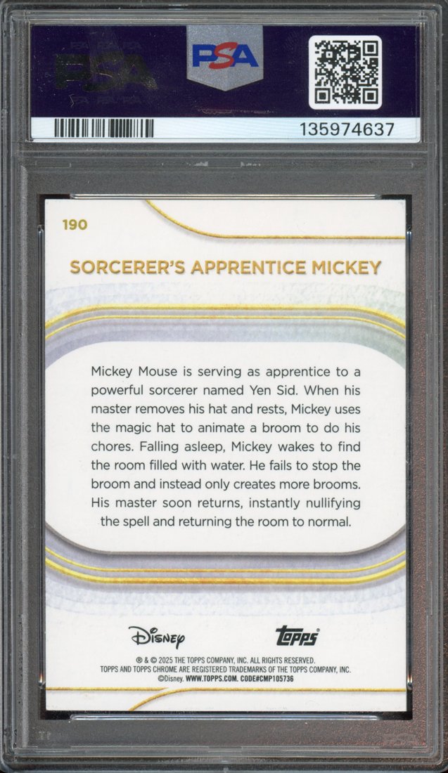 2025 Topps Chrome Disney Sorcerer's Apprentice Mickey #190 Prism Refractor back