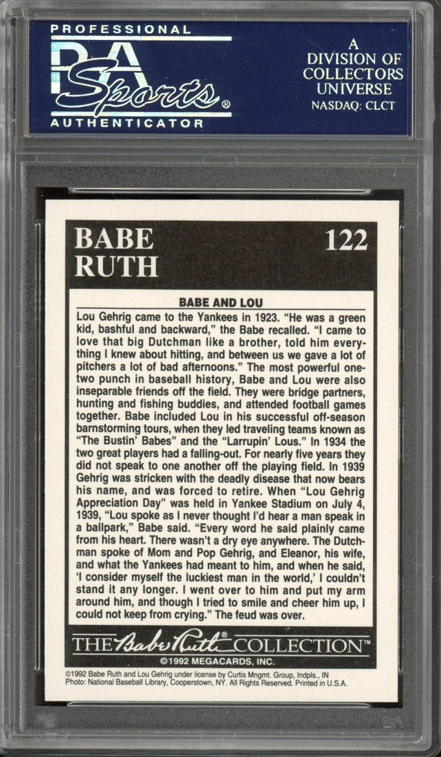 1992 Megacards Babe Ruth Babe Ruth / Lou Gehrig #122 back