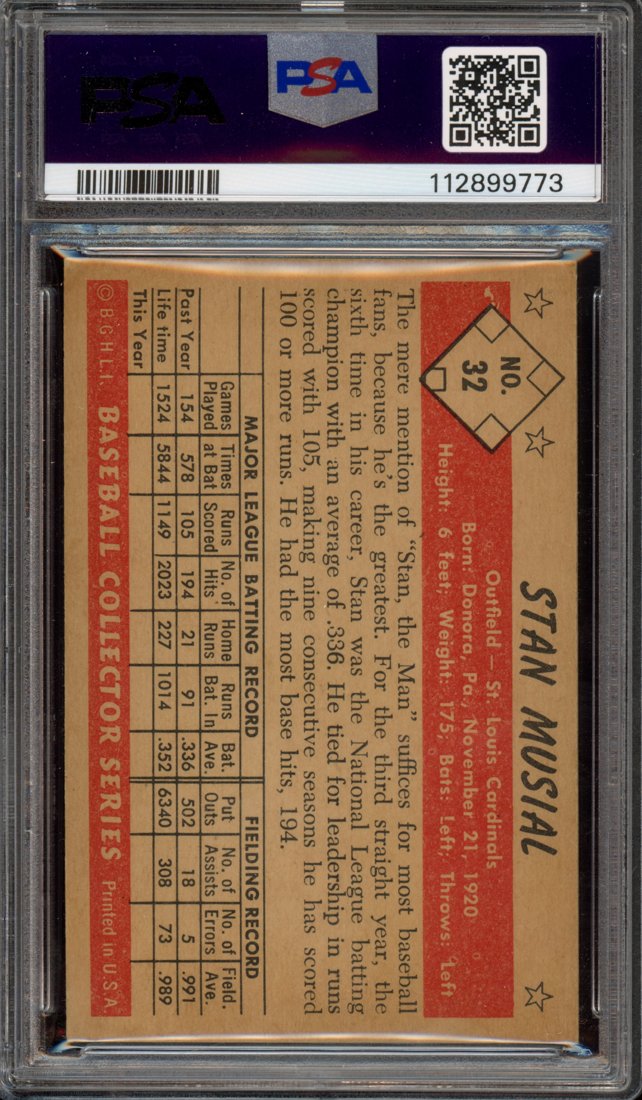1953 Bowman Color Stan Musial #32 back