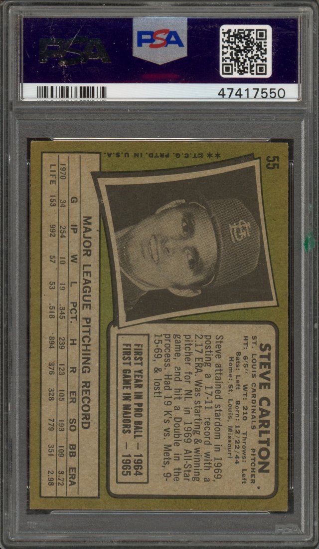 1971 Topps Steve Carlton #55 back