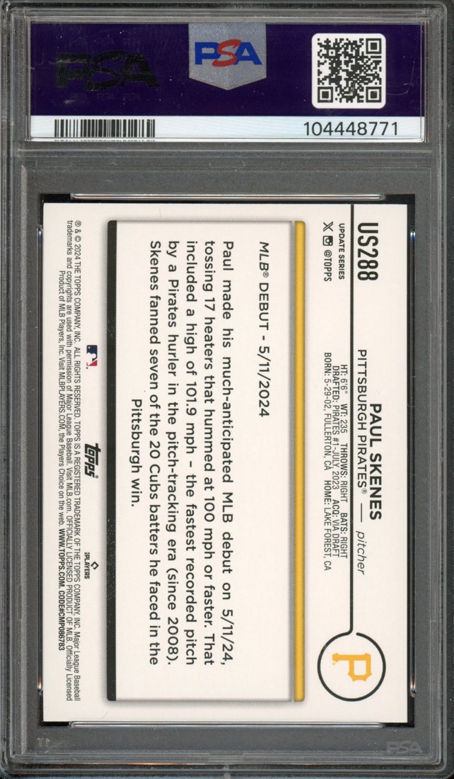 2024 Topps Update Paul Skenes #US288 Holiday back