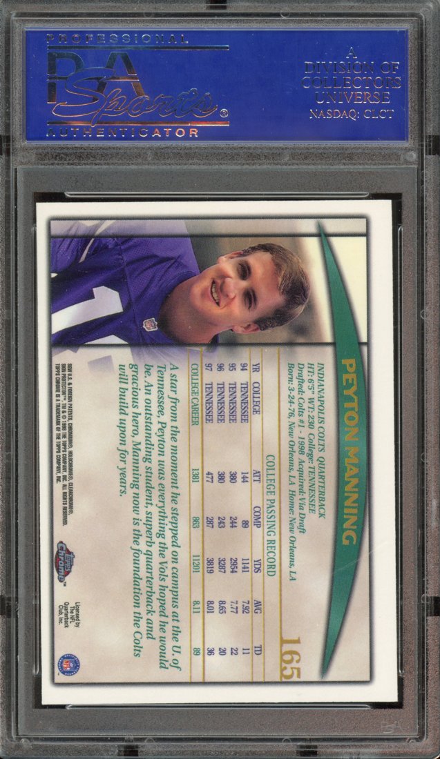 1998 Topps Chrome Peyton Manning #165 back