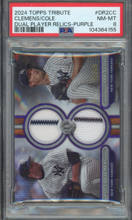 2024 Topps Tribute Roger Clemens / Gerrit Cole #DR2CC Dual Player Relics Purple 15/50