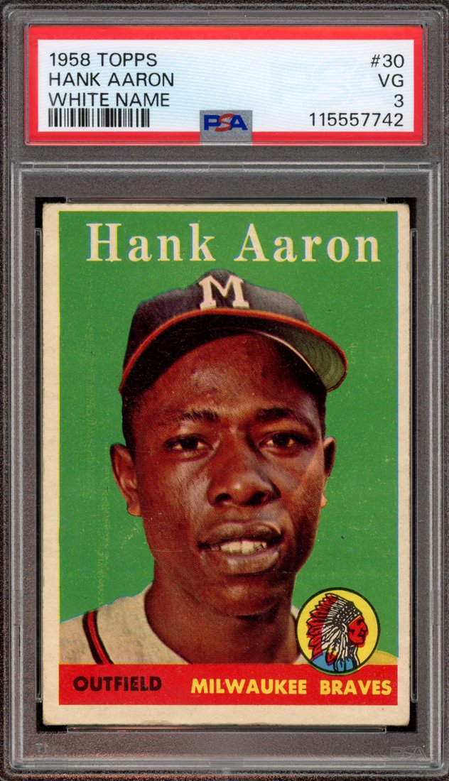 1958 Topps Hank Aaron #30 White Name front