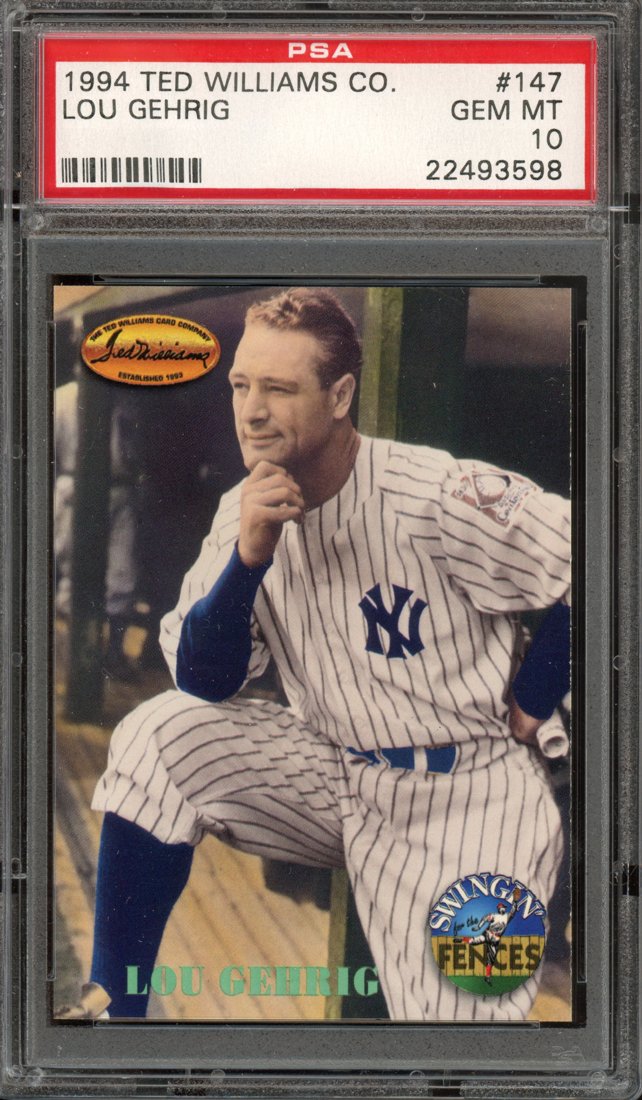 1994 Ted Williams Card Company Lou Gehrig #147 Swingin' for the Fences front