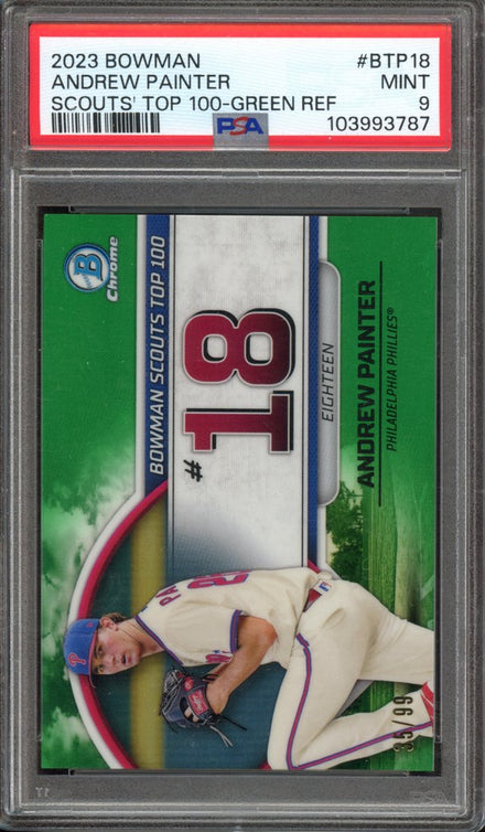 2023 Bowman Chrome Scouts' Top 100 Andrew Painter #BTP-18 Green Refractor 35/99