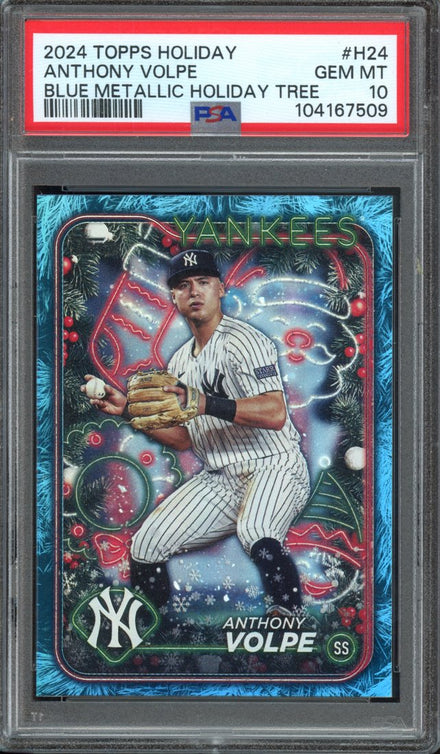 2024 Topps Holiday Anthony Volpe #H24 Blue Metallic Holiday Tree