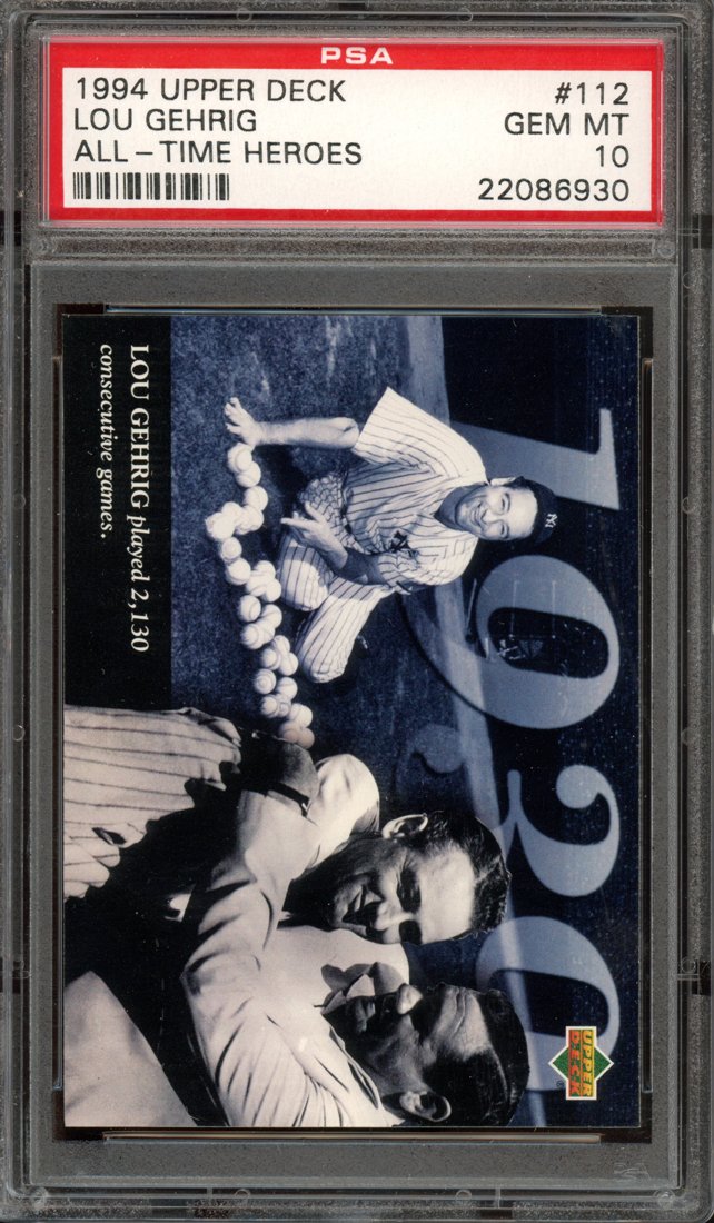 1994 Upper Deck All-Time Heroes Lou Gehrig #112 front
