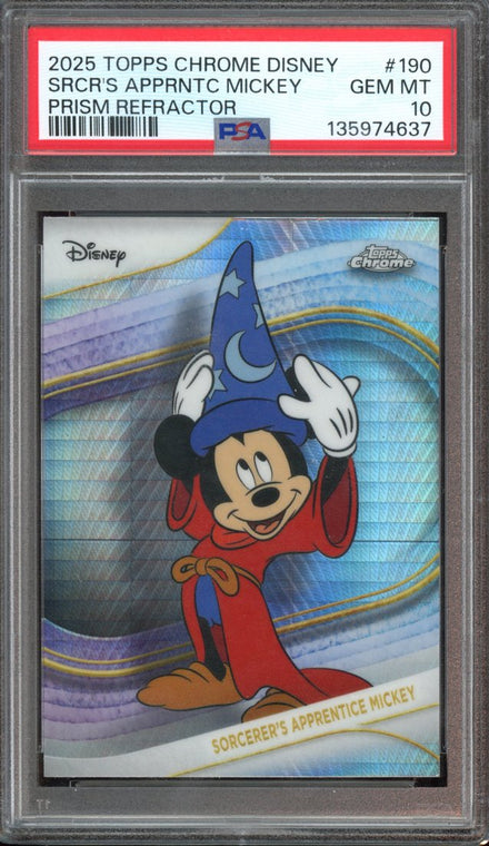 2025 Topps Chrome Disney Sorcerer's Apprentice Mickey #190 Prism Refractor