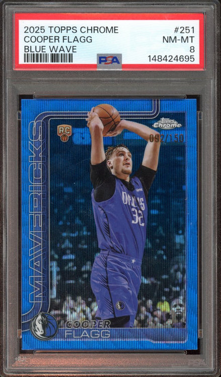 2025 Topps Chrome Cooper Flagg #251 Blue Wave Refractor 092/150