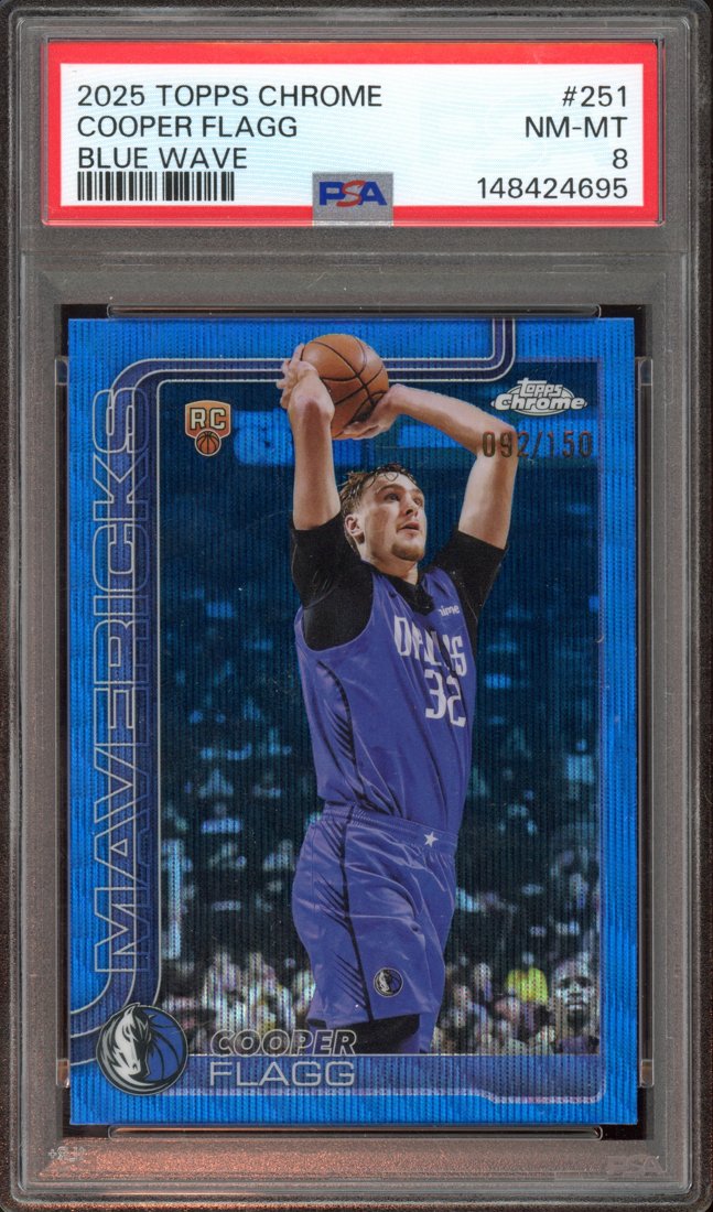 2025 Topps Chrome Cooper Flagg #251 Blue Wave Refractor 092/150 front