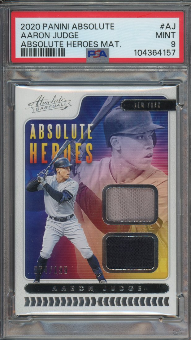 2020 Panini Absolute Aaron Judge #AHM-AJ Absolute Heroes Materials 074/199 front