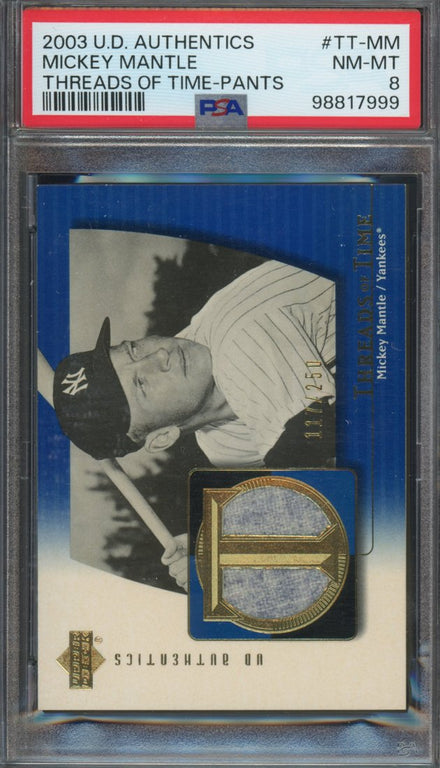 2003 Upper Deck UD Authentics Threads of Time Mickey Mantle #TT-MM 117/250
