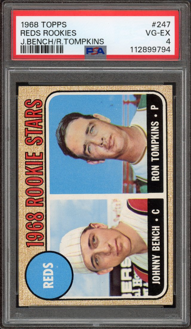 1968 Topps Johnny Bench / Ron Tompkins #247 front