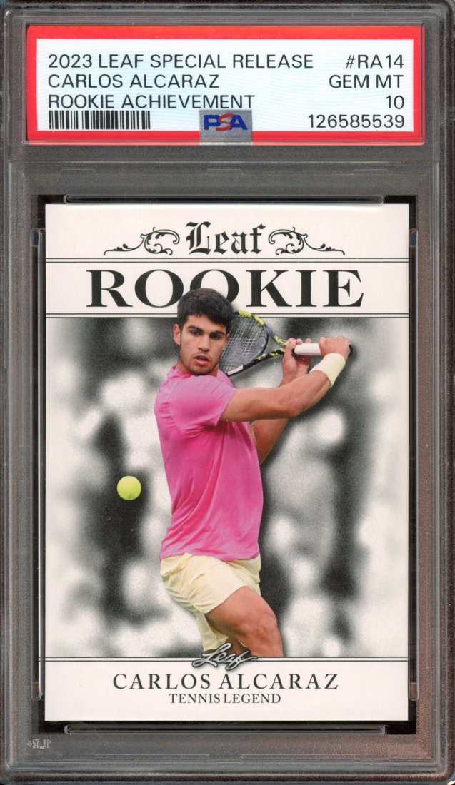 2023 Leaf Special Release Carlos Alcaraz #RA-14 Rookie Achievement front